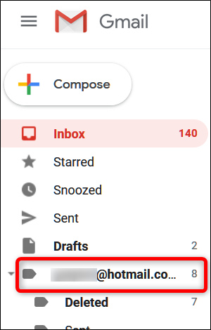 Une nouvelle étiquette avec l'adresse e-mail apparaît dans le panneau latéral de votre boîte de réception Gmail.