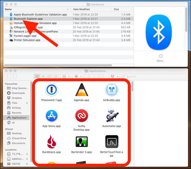 Glisser "Bluetooth Explorer.app" dans votre dossier Applications.