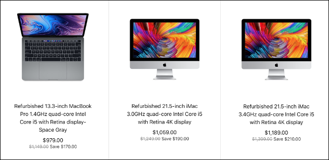 Gamme de Mac remis à neuf d'Apple (août 2020)