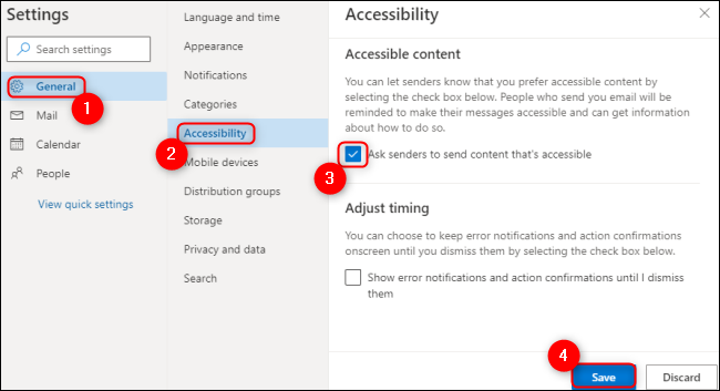 Microsoft Outlook fournit un contenu accessible