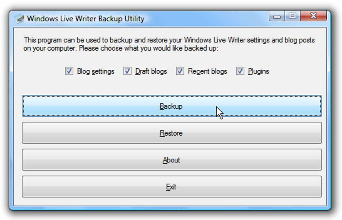 Sauvegardez vos paramètres Windows Live Writer