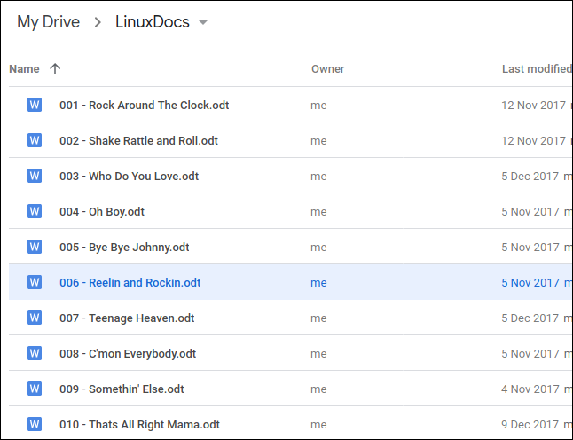Fichiers dans "LinuxDocs" sur Google Drive