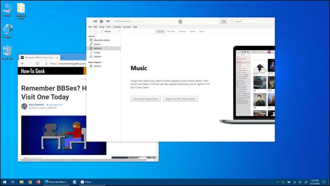 Un exemple de bureau Windows 10.