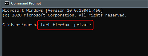 Commande pour démarrer Firefox en mode privé