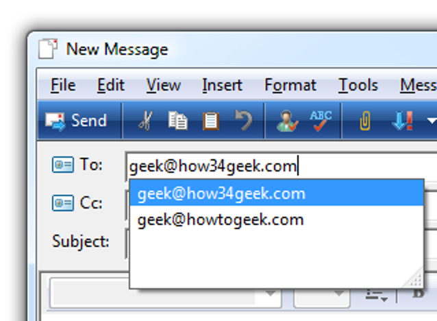 Supprimer les entrées de saisie semi-automatique incorrectes dans Windows Vista Mail