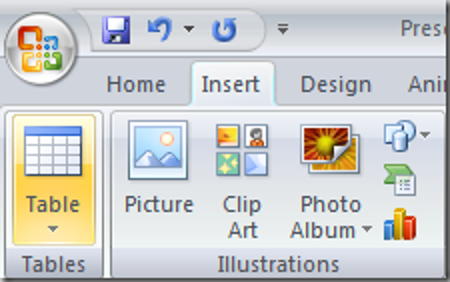 Insérer des tableaux dans PowerPoint 2007