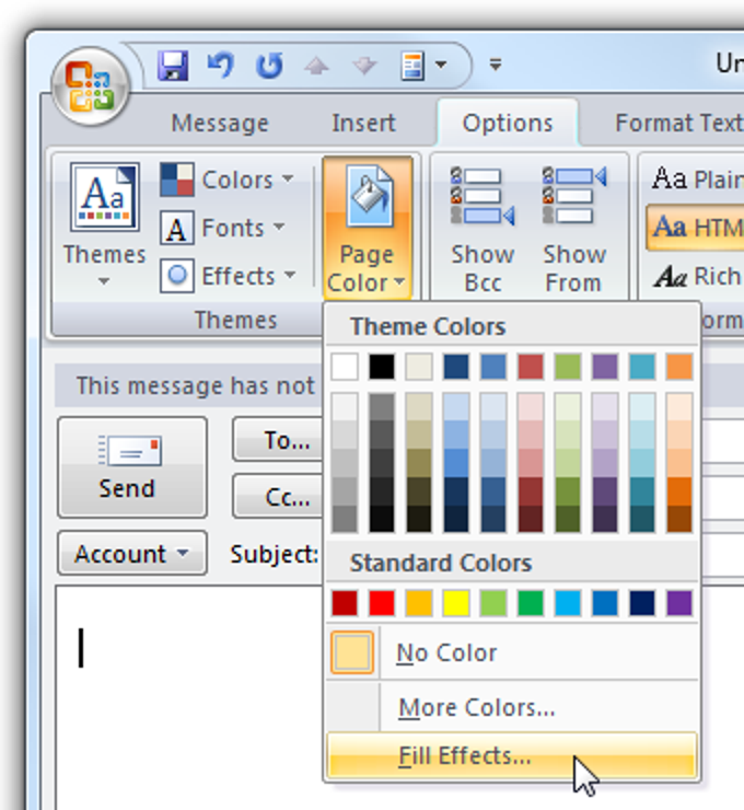 Ajouter une image d'arrière-plan à un e-mail à la volée dans Outlook 2007