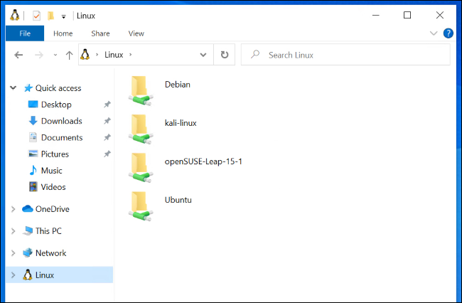 Affichage des fichiers de distribution Linux dans l'Explorateur de fichiers