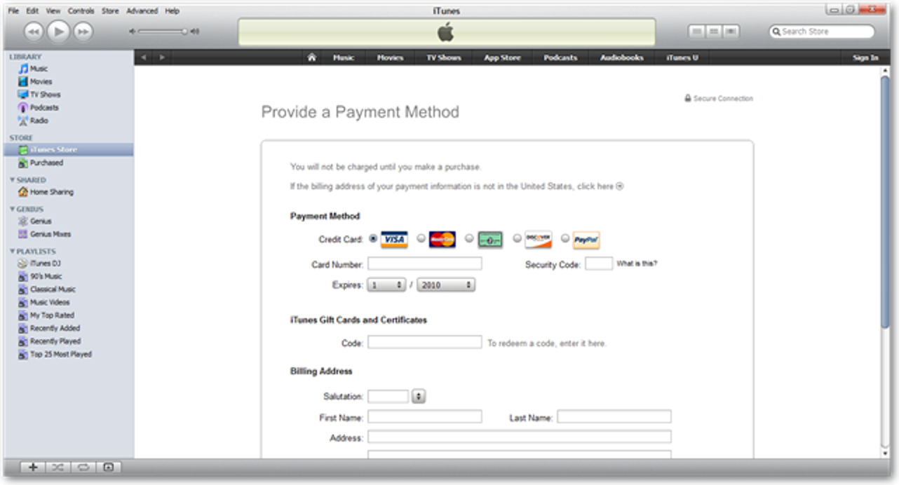 Créez un compte iTunes sans carte de crédit