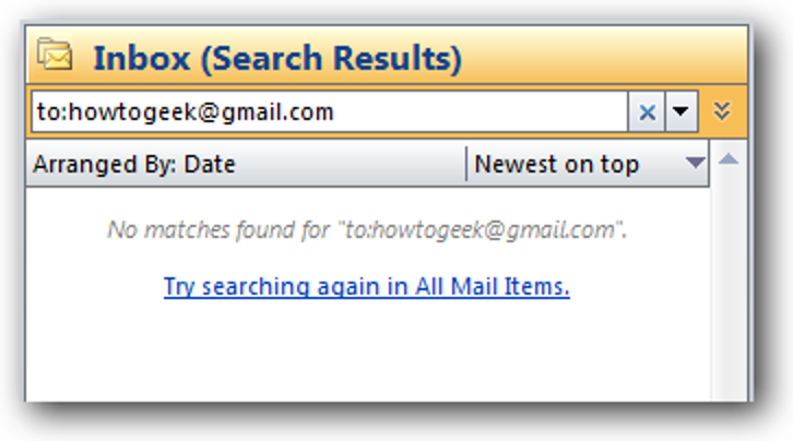 Utilisation des touches de raccourci de recherche instantanée dans Microsoft Outlook 2007