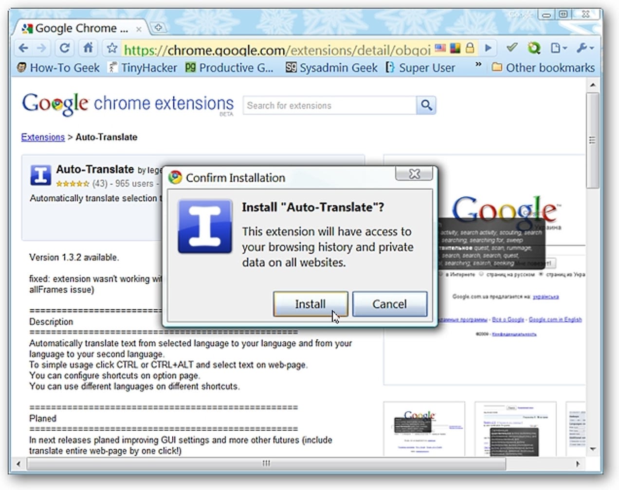 Traduire automatiquement le texte dans Google Chrome