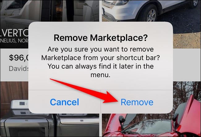 App Apple iPhone Facebook Sélectionnez le bouton Supprimer