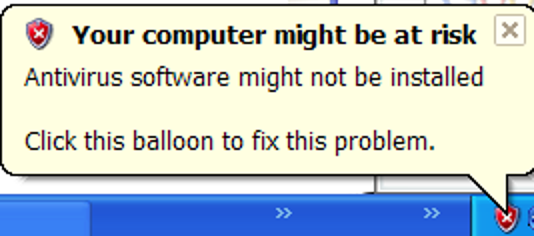 Désactivez la fenêtre contextuelle «Votre ordinateur est peut-être en danger» dans Windows XP SP2