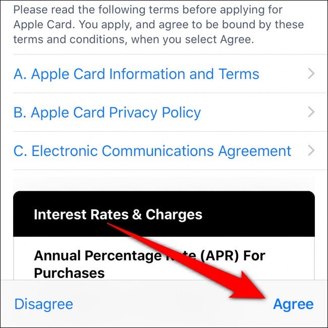 iPhone Wallet Lire et accepter les termes et accords