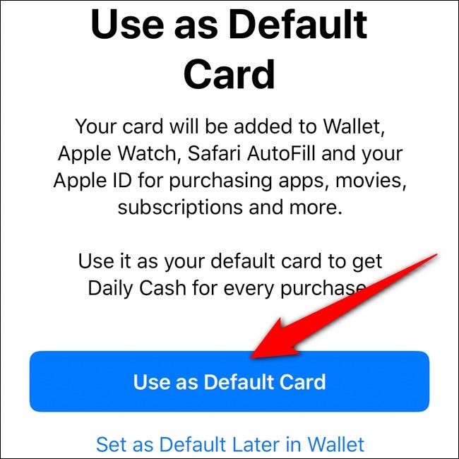 Portefeuille iPhone Utiliser la carte Apple par défaut