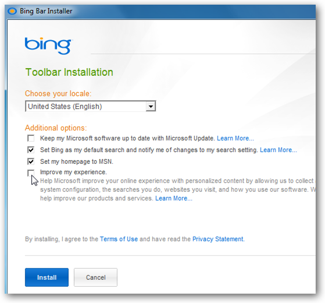 La nouvelle barre Bing offre un accès facile aux recherches et aux services Microsoft Live
