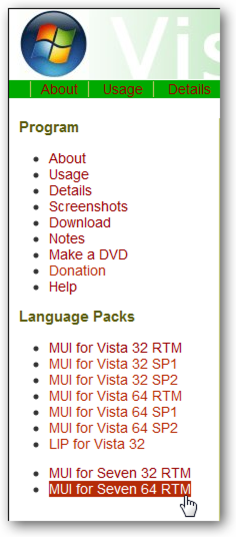Changer la langue de l'interface utilisateur sous Vista ou Windows 7