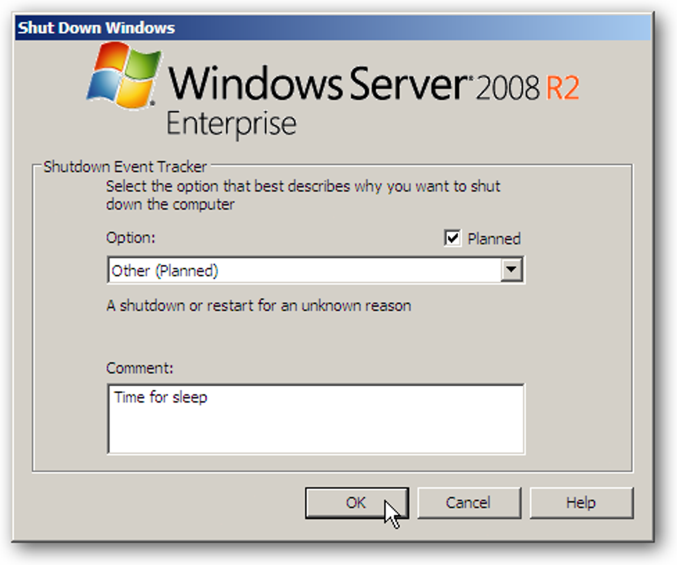 Comment supprimer le suivi des événements d'arrêt dans Windows Server 2008