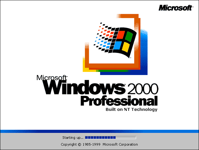 Écran de démarrage de Windows 2000 Professionnel