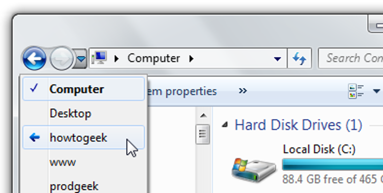 Rendre le retour arrière dans Windows 7 ou Vista Explorer Go Up comme XP l'a fait