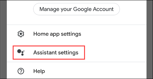 sélectionnez les paramètres de l'assistant Google