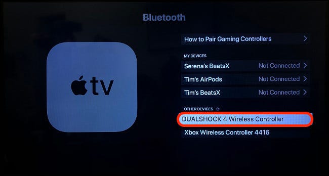 Couplage de DualShock 4 avec Apple TV