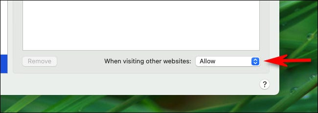 Pour autoriser les fenêtres contextuelles sur tous les sites Web sur Safari, recherchez "Lorsque vous visitez d'autres sites Web" et choisissez "Permettre."