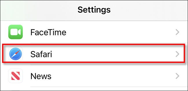 Dans les paramètres de l'iPhone, appuyez sur "Safari"