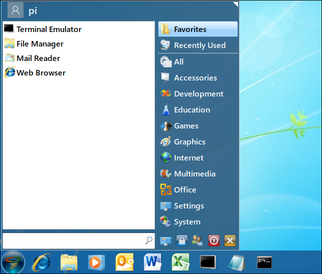 Menu système du thème Twister OS Windows 7
