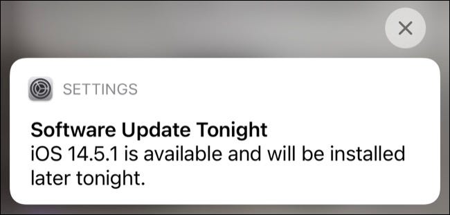 Notification de mise à jour du système iOS