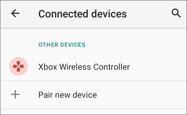 La manette sans fil Xbox s'affiche sous "Des appareils connectés" dans les paramètres Android.
