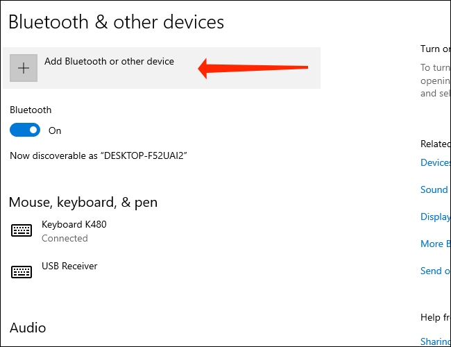 Cliquez sur Ajouter Bluetooth et autres appareils pour coupler un appareil Bluetooth avec votre PC Windows 10