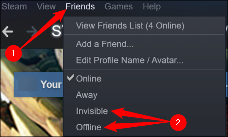 Cliquez sur "Amis"puis sélectionnez "Invisible" ou "Hors ligne."