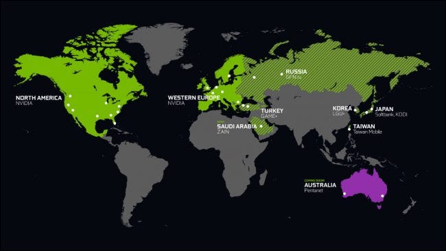 Carte mondiale des lames de serveur GeForce Now