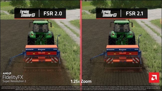 Une comparaison de séquences de jeux informatiques utilisant FSR 2 et FSR 2.1