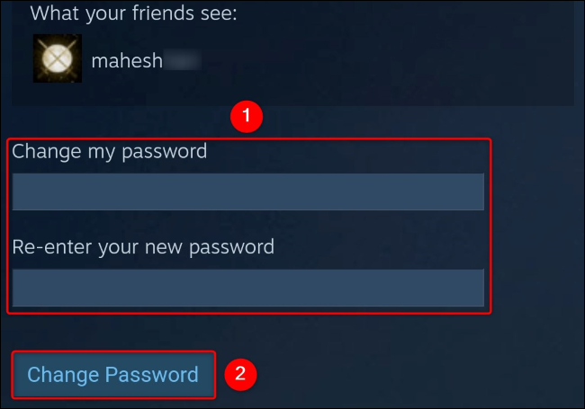 Entrez le mot de passe et appuyez sur "Changer le mot de passe."