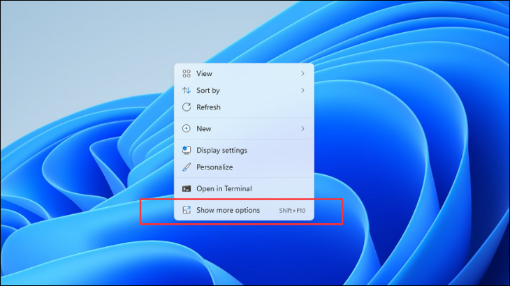 Faites un clic droit sur le bureau de Windows 11 et sélectionnez plus d'options