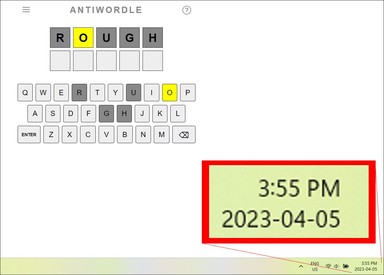 Zoomez sur la date et l'heure avec un contour rouge sur un ordinateur Windows 11.