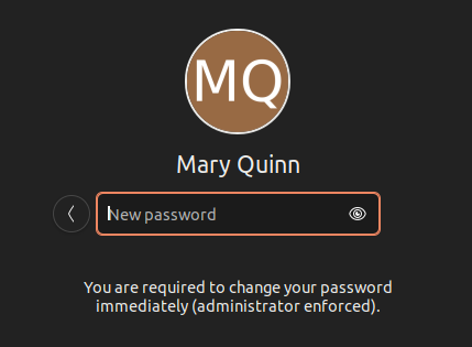 Le nouvel utilisateur étant obligé de choisir un nouveau mot de passe
