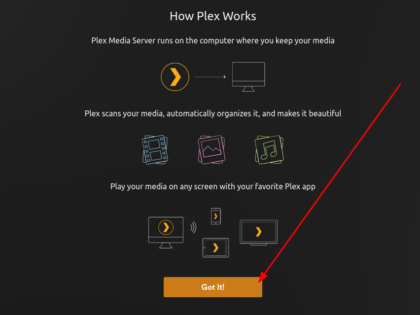 Une page Web de l'interface utilisateur Web Plex affichant le fonctionnement de Plex