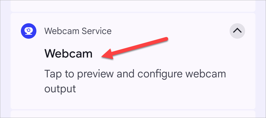 Notification du service Webcam d'Android.