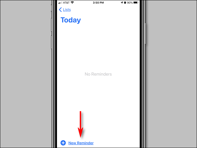 Appuyez sur Nouveau rappel dans l'application Rappels sur iPhone