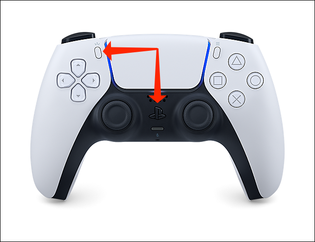 Maintenez le bouton PlayStation et le bouton Créer enfoncés pour mettre la manette PS5 en mode d'appairage Bluetooth