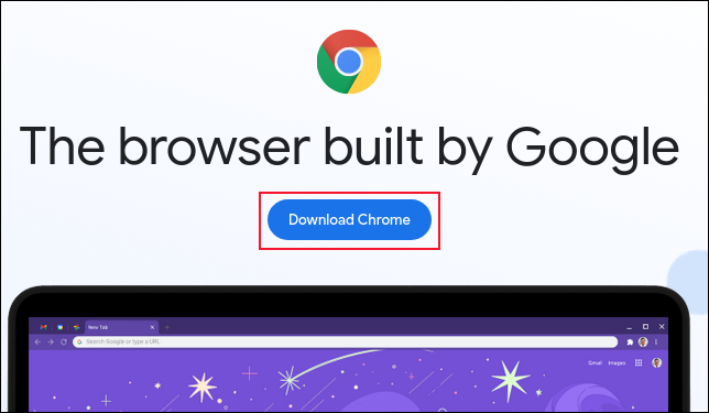 La page de téléchargement de Google Chrome