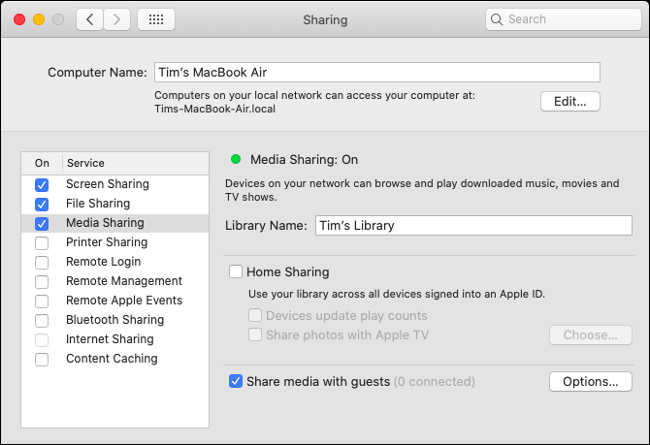 Configurer le partage multimédia dans macOS Catalina