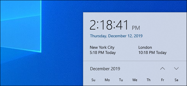 Horloges de plusieurs fuseaux horaires dans le panneau de l'horloge de Windows 10.