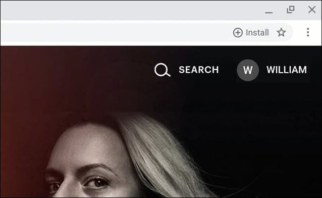 Google Chrome Omnibox, affichant le bouton d'installation de Progressive Web App.