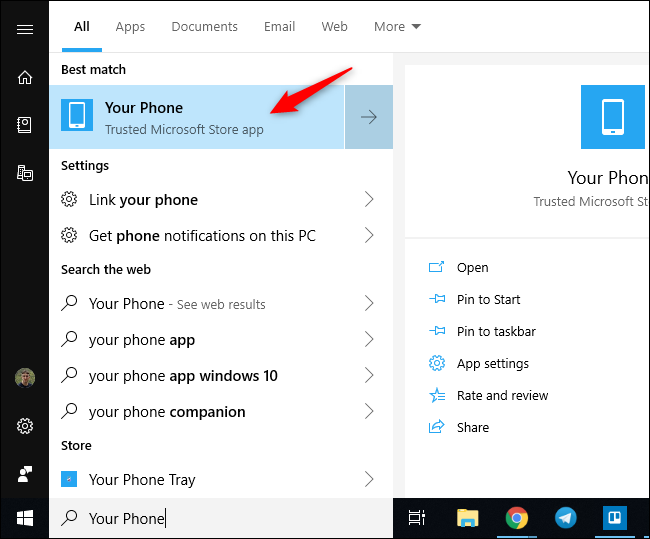 Comment lancer l'application Votre téléphone sur Windows 10